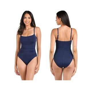 La Blanca Island Goddess Lingerie One Piece Indigo Navy Blue Size 10